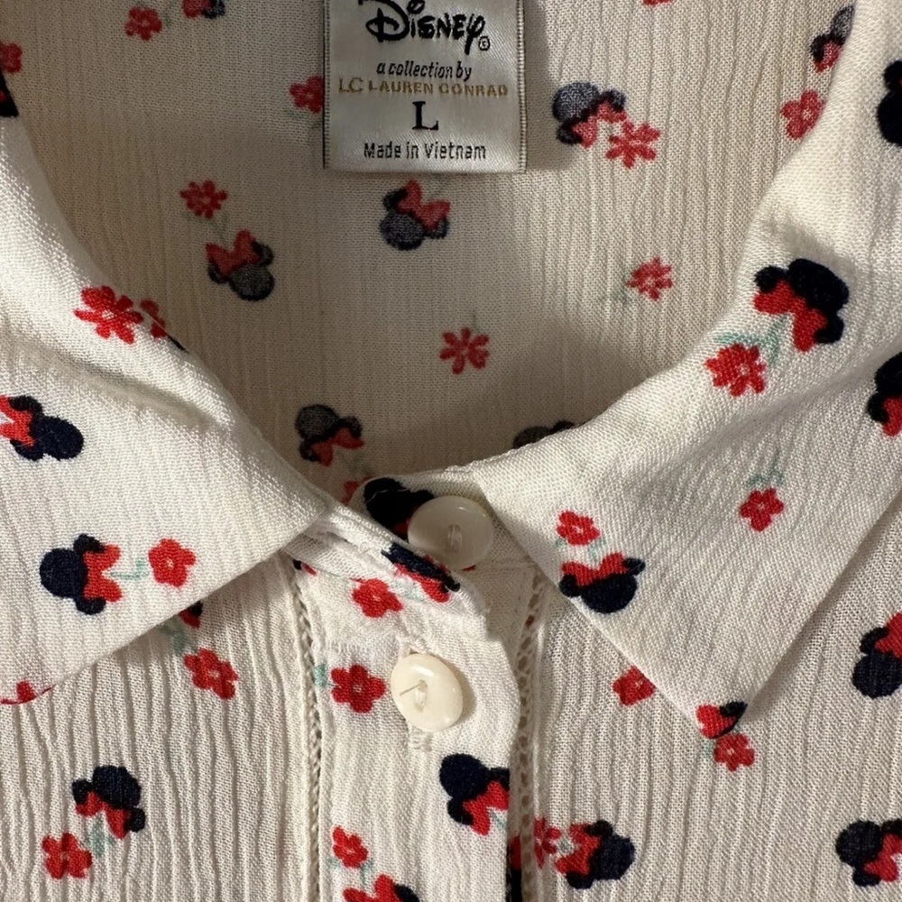 Lauren Conrad Disney Minnie Mouse Flower Sleeveless Shirt- Large Woman’s